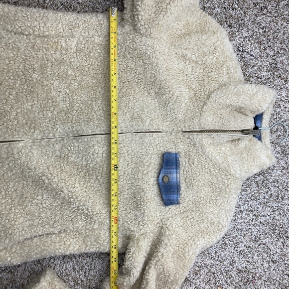 Pendleton Wool Blend Fuzzy Teddy Full Zip Cream Cozy‎ Warm Pockets Jacket Small - Picture 6 of 16